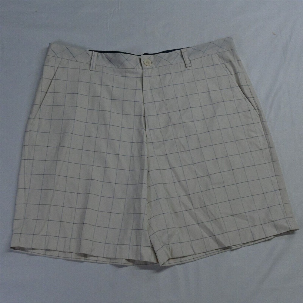 Ashworth 38 x 8" Off White‎ Windowpane Golf Dress Chino Shorts